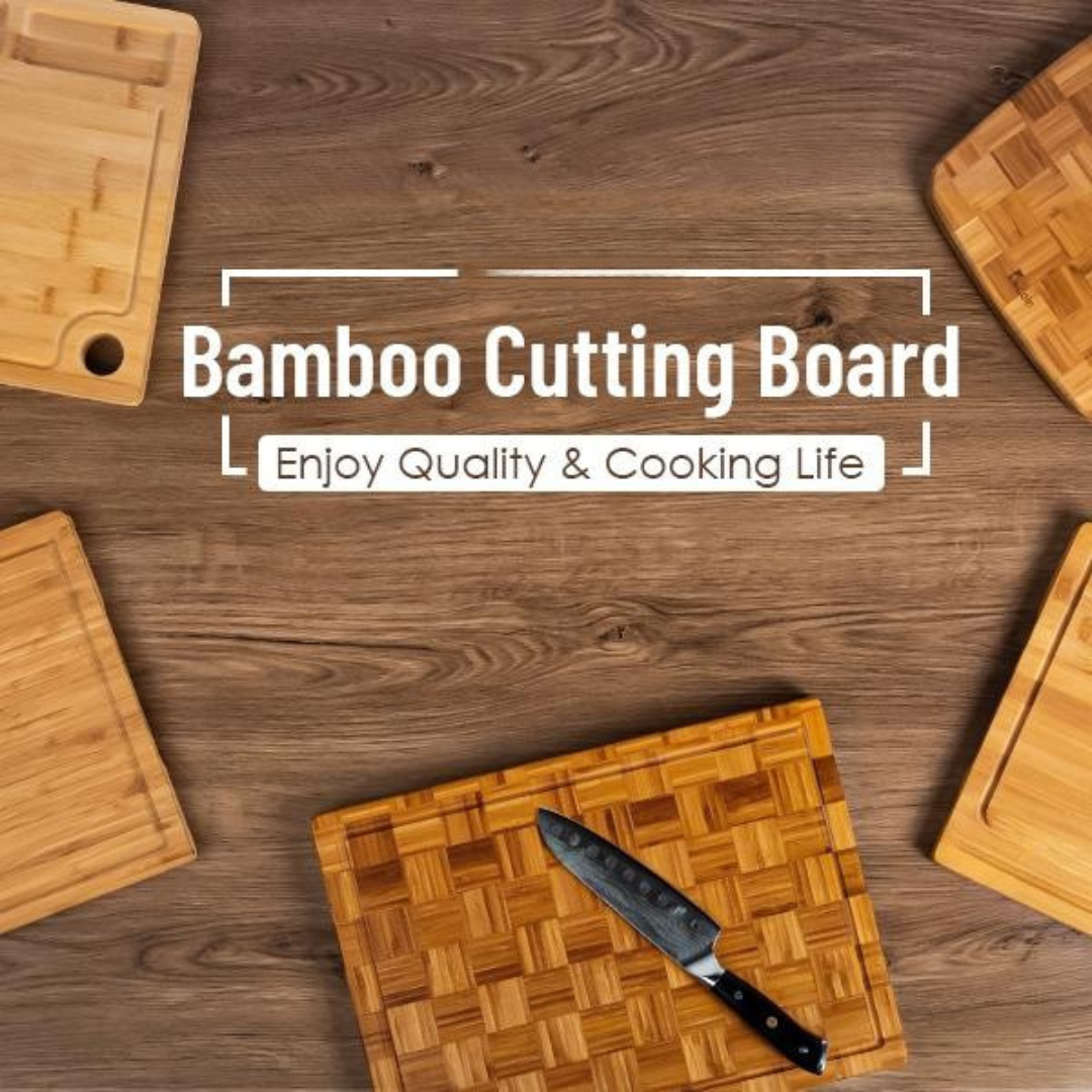 BambooCraft 3-Piece Cutting Board Set with Holder