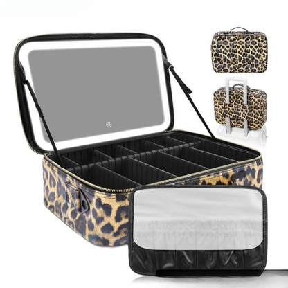 LuxeGlow Travel Makeup Case with LED Mirror