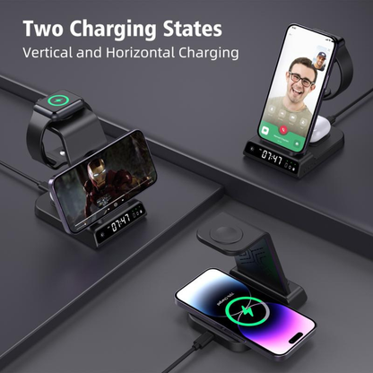 PowerDock 4-in-1 Wireless Charging Station with LED Clock