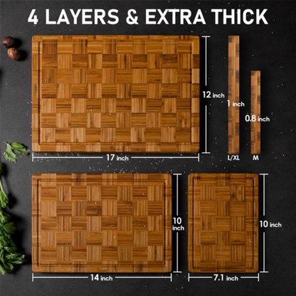 BambooCraft 3-Piece Cutting Board Set with Holder