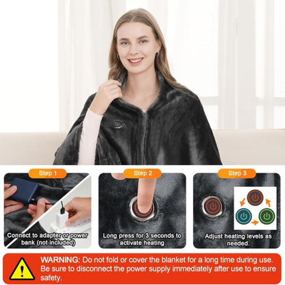 WarmWrap USB Heated Blanket (Portable Comfort)