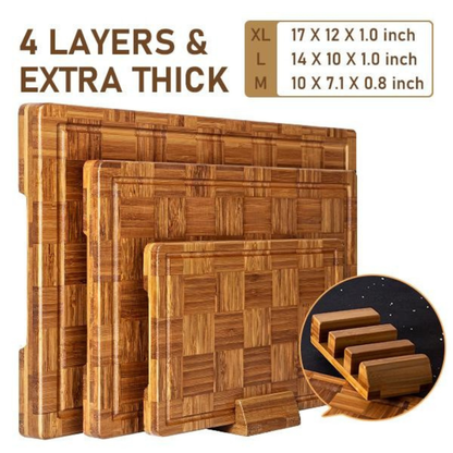 BambooCraft 3-Piece Cutting Board Set with Holder