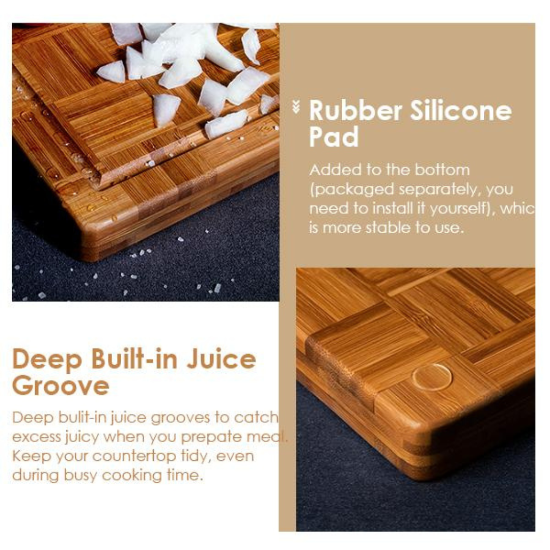 BambooCraft 3-Piece Cutting Board Set with Holder