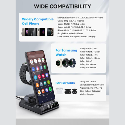 PowerDock 4-in-1 Wireless Charging Station with LED Clock