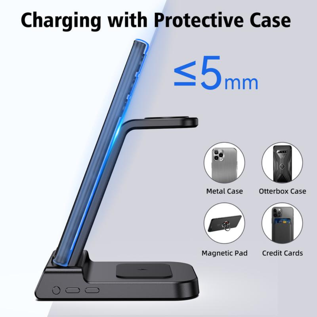 PowerDock 4-in-1 Wireless Charging Station with LED Clock