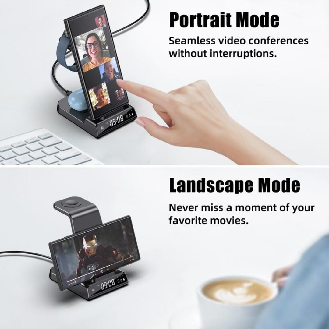 PowerDock 4-in-1 Wireless Charging Station with LED Clock