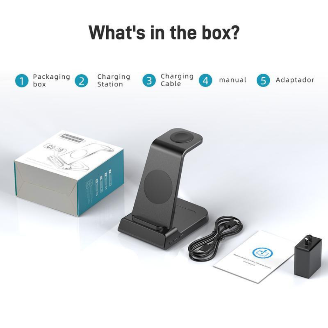 PowerDock 4-in-1 Wireless Charging Station with LED Clock